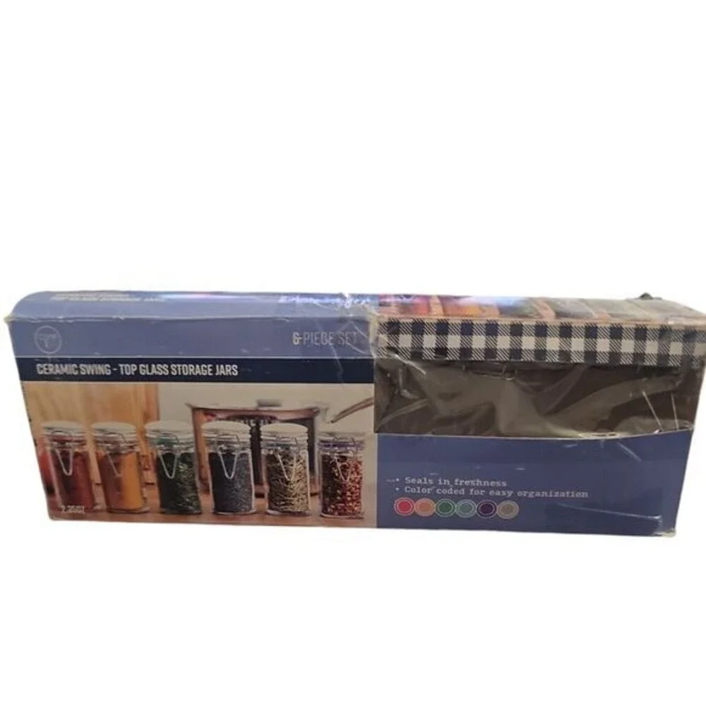 Core Home 6-Piece Ceramic Swing-Top‎ Glass Storage Jars Set for Kitchen Spices